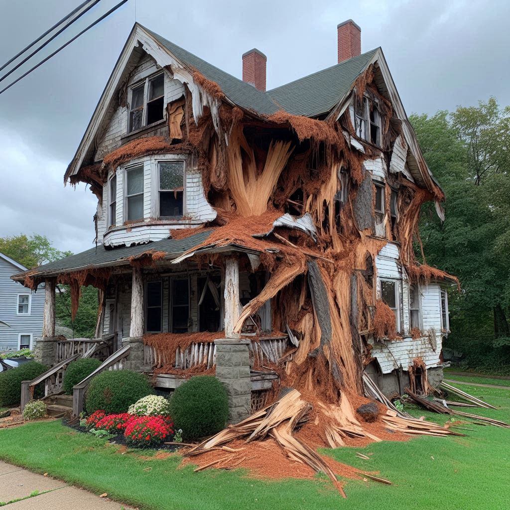 Damaged tree on an Surprise home showing signs of disease and decay